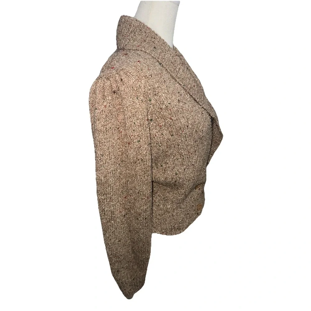 Vintage The Villager Brown Silk Wool Blend Cardigan SIZE Medium - Picture 2 of 9